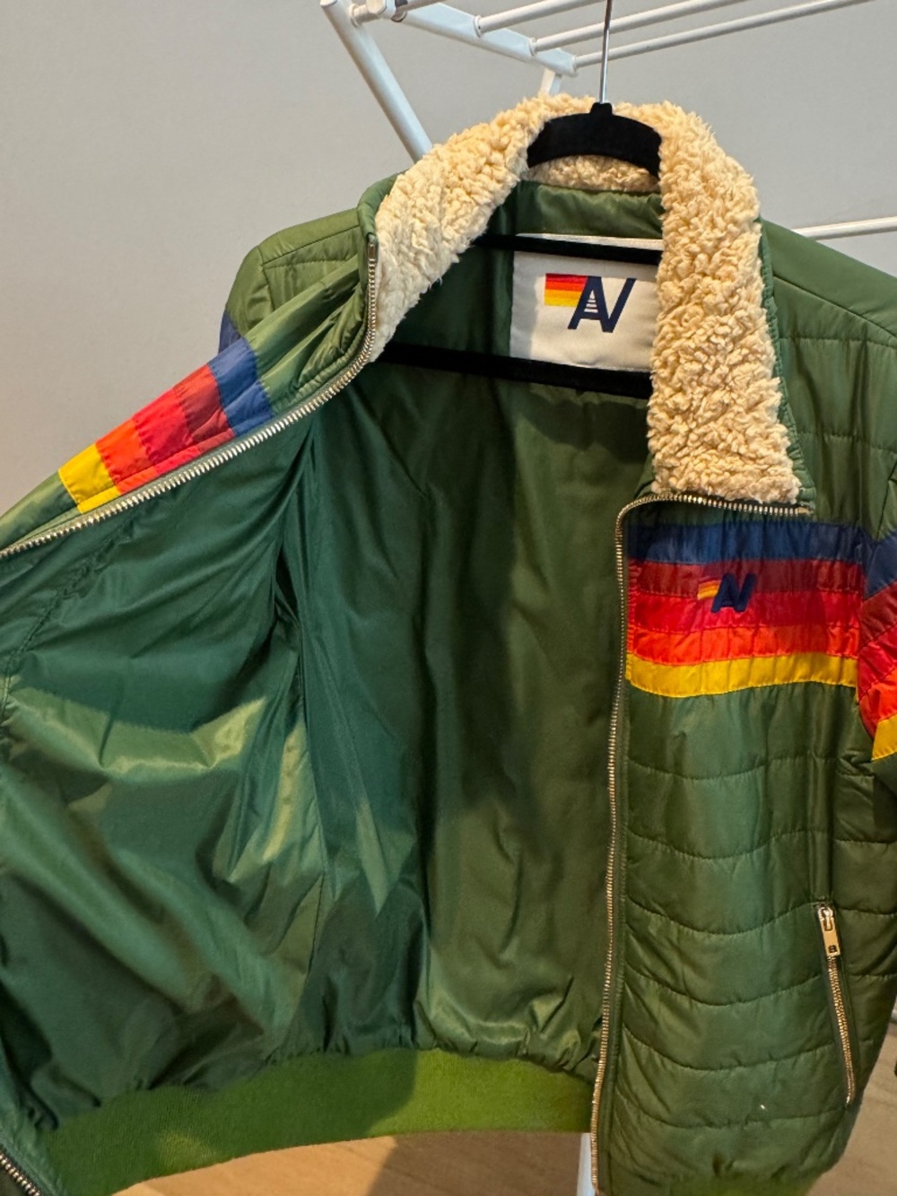 Aviator Nation Womens 5 Stripe Jacket  Garden Green - Picture 3 of 3